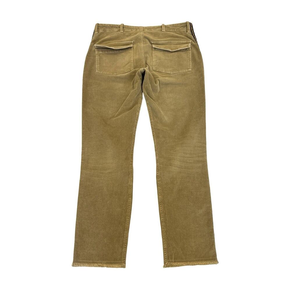 Nili Lotan Jenna Corduroy Pants Size 4 Mossy Gold Brown Side Stripe Raw Hem - Picture 3 of 8